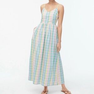 J CREW V-neck gingham plaid colorful dress